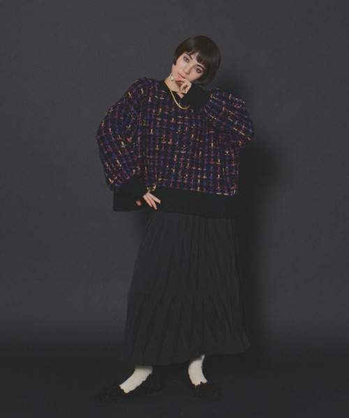 manana suerte（マニャーナスエルテ）の「マルチカラーツイードニット（ニット/セーター・レディース・アイボリー/ブラック・FREE）」の6枚目の写真