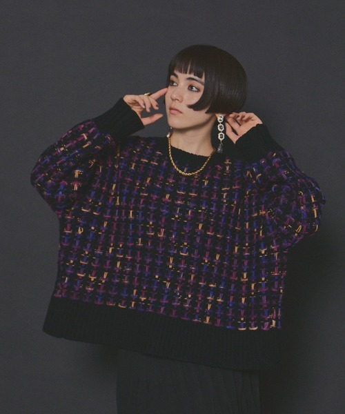 manana suerte（マニャーナスエルテ）の「マルチカラーツイードニット（ニット/セーター・レディース・アイボリー/ブラック・FREE）」の10枚目の写真