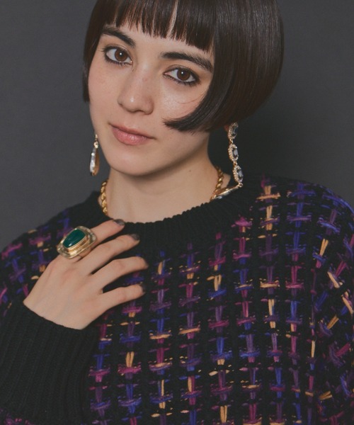 manana suerte（マニャーナスエルテ）の「マルチカラーツイードニット（ニット/セーター・レディース・アイボリー/ブラック・FREE）」の8枚目の写真