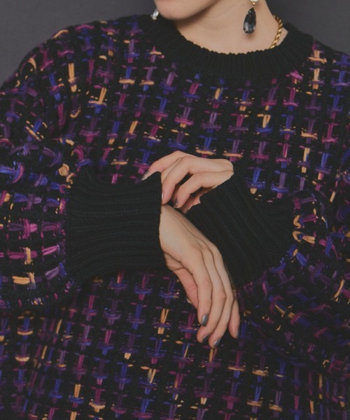 manana suerte（マニャーナスエルテ）の「マルチカラーツイードニット（ニット/セーター・レディース・アイボリー/ブラック・FREE）」の12枚目の写真