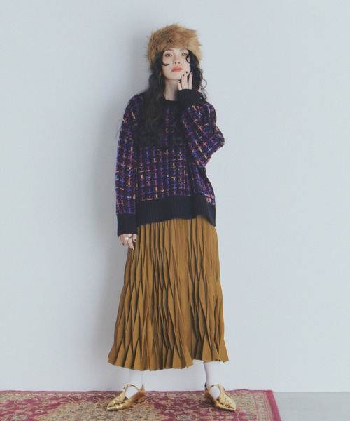 マルチカラーツイードニット（ニット/セーター）｜manana suerte