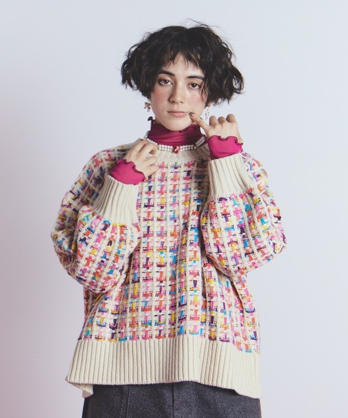 セール】マルチカラーツイードニット（ニット/セーター）｜manana