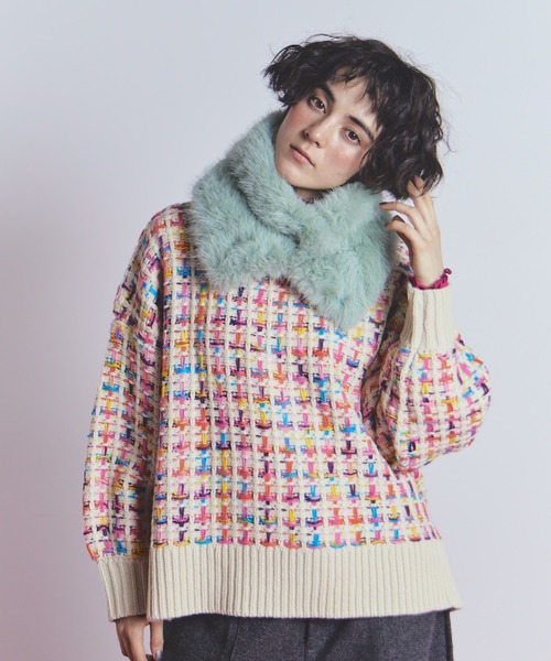 マルチカラーツイードニット（ニット/セーター）｜manana suerte