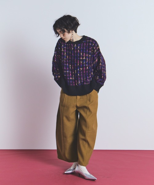 マルチカラーツイードニット（ニット/セーター）｜manana suerte