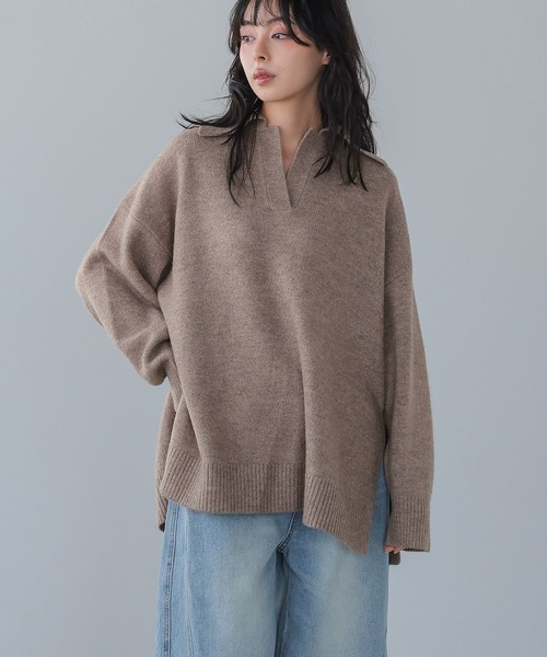 itto...(イット)の「ゆったり襟付きニットセーター(ニット/セーター・レディース・ネイビー/オートミール/グレイッシュベージュ・FREE)」の4枚目の写真