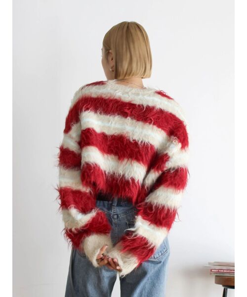 Ungrid(アングリッド)の「シャギーボーダールーズニット(ニット/セーター・レディース・グリーン/レッド/ブラック・FREE)」の21枚目の写真