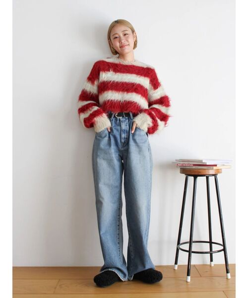 Ungrid(アングリッド)の「シャギーボーダールーズニット(ニット/セーター・レディース・グリーン/レッド/ブラック・FREE)」の20枚目の写真