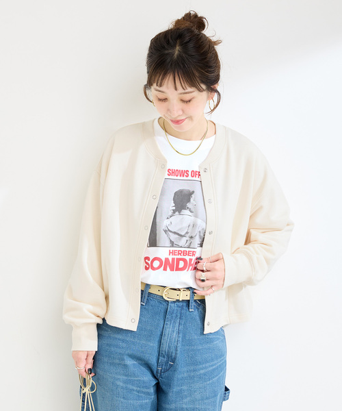 Simplicite(サンプリシテ)の「ウォッシャブル / 2WAYスウェットカーディガン(カーディガン/ボレロ・レディース・レッド/ホワイト/ブラック・FREE)」の14枚目の写真