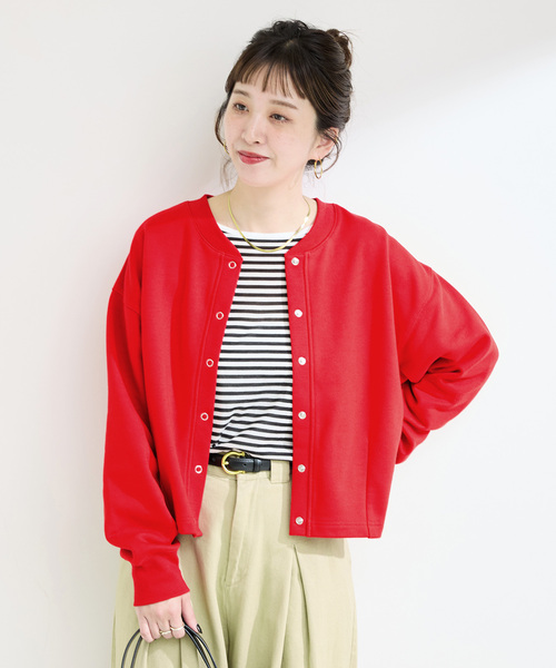 Simplicite(サンプリシテ)の「ウォッシャブル / 2WAYスウェットカーディガン(カーディガン/ボレロ・レディース・レッド/ホワイト/ブラック・FREE)」の20枚目の写真