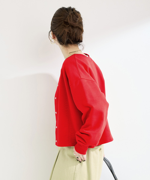 Simplicite(サンプリシテ)の「ウォッシャブル / 2WAYスウェットカーディガン(カーディガン/ボレロ・レディース・レッド/ホワイト/ブラック・FREE)」の21枚目の写真