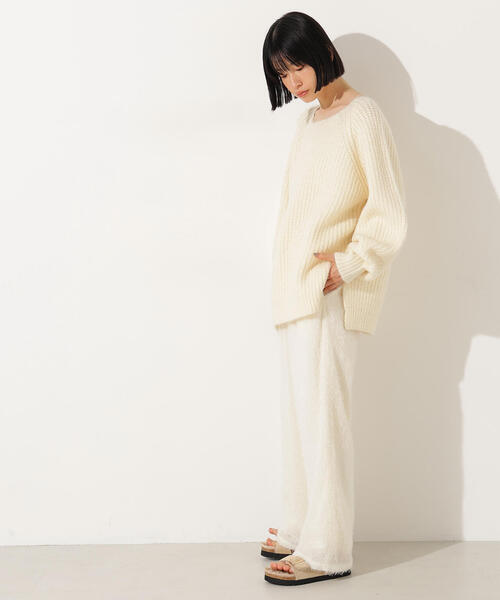 N.(N. Natural Beauty Basic)(エヌエヌナチュラルビューティーベーシック)の「【PS/低身長サイズ】フェザータッチワイドパンツ(その他パンツ・レディース・ブラック/オフホワイト・P/S/MEDIUM)」の12枚目の写真