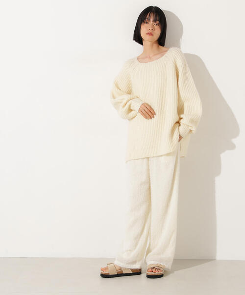 N.(N. Natural Beauty Basic)(エヌエヌナチュラルビューティーベーシック)の「【PS/低身長サイズ】フェザータッチワイドパンツ(その他パンツ・レディース・ブラック/オフホワイト・P/S/MEDIUM)」の14枚目の写真