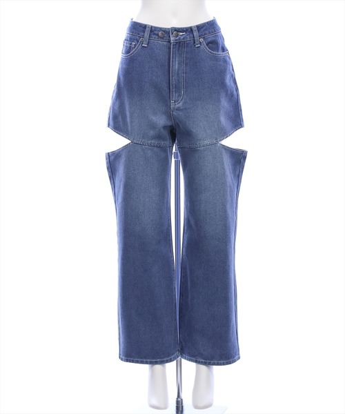 clear（クリア）の「【低身長用サイズ有】サイドスリットスラブワイドデニムパンツ［大人 カジュアル 着回し力抜群］（その他パンツ・レディース・ブルー/ネイビー・PS/S/M）」の22枚目の写真