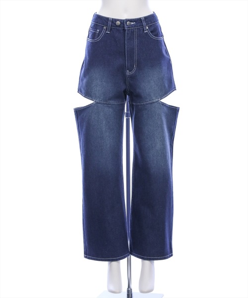 clear（クリア）の「【低身長用サイズ有】サイドスリットスラブワイドデニムパンツ［大人 カジュアル 着回し力抜群］（その他パンツ・レディース・ブルー/ネイビー・PS/S/M）」の21枚目の写真