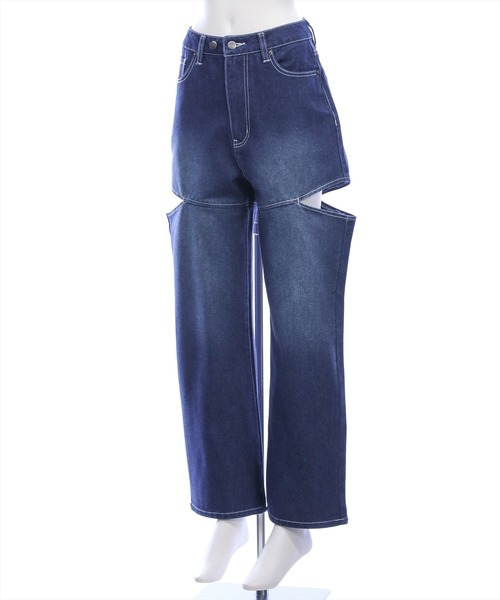 clear（クリア）の「【低身長用サイズ有】サイドスリットスラブワイドデニムパンツ［大人 カジュアル 着回し力抜群］（その他パンツ・レディース・ブルー/ネイビー・PS/S/M）」の12枚目の写真