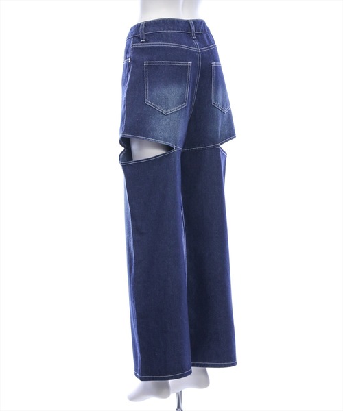 clear（クリア）の「【低身長用サイズ有】サイドスリットスラブワイドデニムパンツ［大人 カジュアル 着回し力抜群］（その他パンツ・レディース・ブルー/ネイビー・PS/S/M）」の14枚目の写真