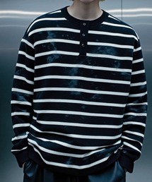 A'GEM/9 × .kom 『BENUSTA /ベヌスタ』Washed Border Henley Neck Long Sleeve /ウォッシュドボーダーヘンリーネックロングスリーブ