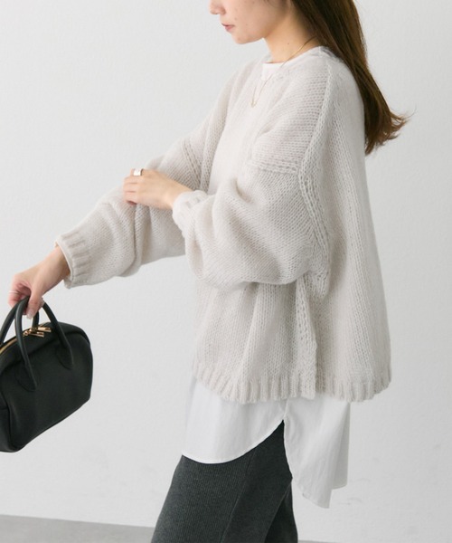 PUAL CE CIN（ピュアルセシン）の「3Gドロップ天竺ニットプルオーバー（ニット/セーター・レディース・ピンク/ライトグレー/ネイビー/ベージュ/ブルー・FREE）」の17枚目の写真