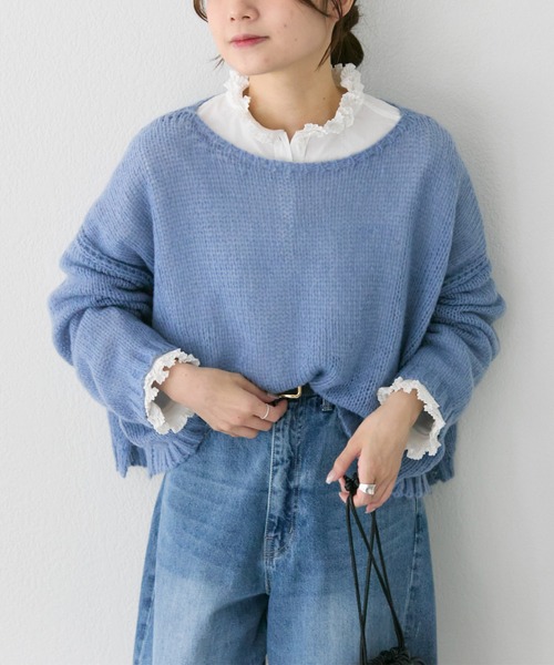 PUAL CE CIN（ピュアルセシン）の「3Gドロップ天竺ニットプルオーバー（ニット/セーター・レディース・ピンク/ライトグレー/ネイビー/ベージュ/ブルー・FREE）」の9枚目の写真