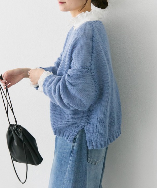 PUAL CE CIN（ピュアルセシン）の「3Gドロップ天竺ニットプルオーバー（ニット/セーター・レディース・ピンク/ライトグレー/ネイビー/ベージュ/ブルー・FREE）」の21枚目の写真