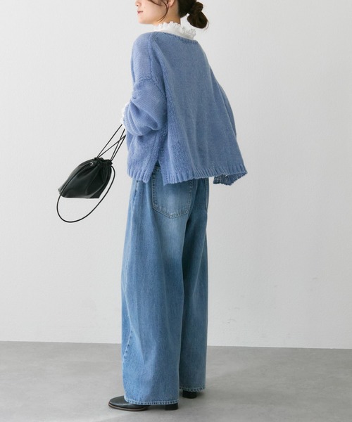 PUAL CE CIN（ピュアルセシン）の「3Gドロップ天竺ニットプルオーバー（ニット/セーター・レディース・ピンク/ライトグレー/ネイビー/ベージュ/ブルー・FREE）」の6枚目の写真