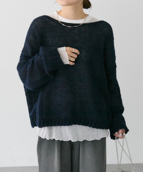 PUAL CE CIN（ピュアルセシン）の「3Gドロップ天竺ニットプルオーバー（ニット/セーター・レディース・ピンク/ライトグレー/ネイビー/ベージュ/ブルー・FREE）」の12枚目の写真