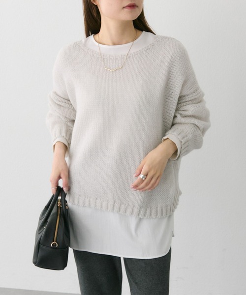 PUAL CE CIN（ピュアルセシン）の「3Gドロップ天竺ニットプルオーバー（ニット/セーター・レディース・ピンク/ライトグレー/ネイビー/ベージュ/ブルー・FREE）」の22枚目の写真