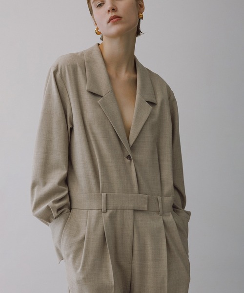 EMOELLE】テーラードリラクシーオールインワン（つなぎ/オールインワン