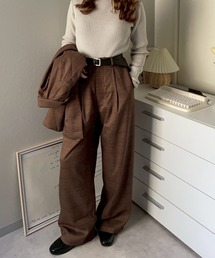 merrylatte | タックチェックワイドパンツ【NOUA】(その他パンツ)