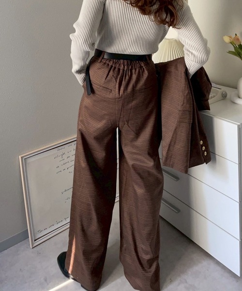 merrylatte（メリーラテ）の「タックチェックワイドパンツ【NOUA】（その他パンツ・レディース・ブラウン・FREE）」の5枚目の写真