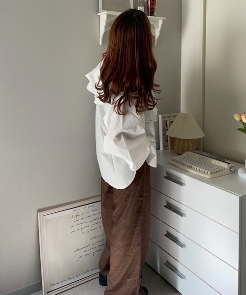 merrylatte（メリーラテ）の「タックチェックワイドパンツ【NOUA】（その他パンツ・レディース・ブラウン・FREE）」の13枚目の写真