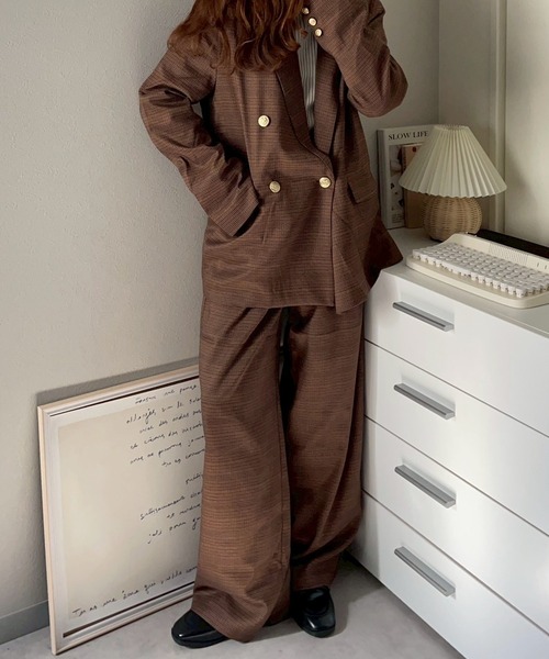 merrylatte（メリーラテ）の「タックチェックワイドパンツ【NOUA】（その他パンツ・レディース・ブラウン・FREE）」の14枚目の写真