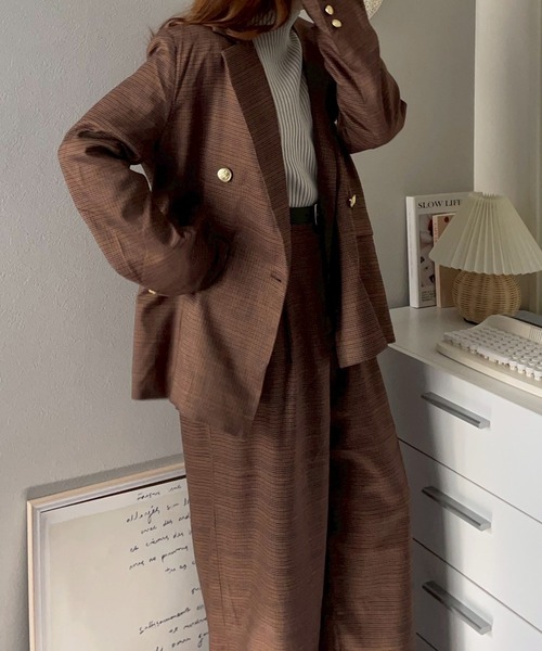 merrylatte（メリーラテ）の「タックチェックワイドパンツ【NOUA】（その他パンツ・レディース・ブラウン・FREE）」の17枚目の写真