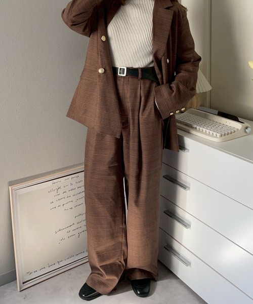 merrylatte（メリーラテ）の「タックチェックワイドパンツ【NOUA】（その他パンツ・レディース・ブラウン・FREE）」の18枚目の写真