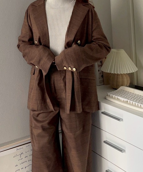 merrylatte（メリーラテ）の「タックチェックワイドパンツ【NOUA】（その他パンツ・レディース・ブラウン・FREE）」の20枚目の写真