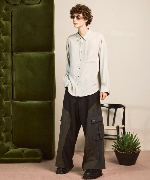 UNISEX》Zigzag Different Material Docking Cargo Pants/ジグザグ異