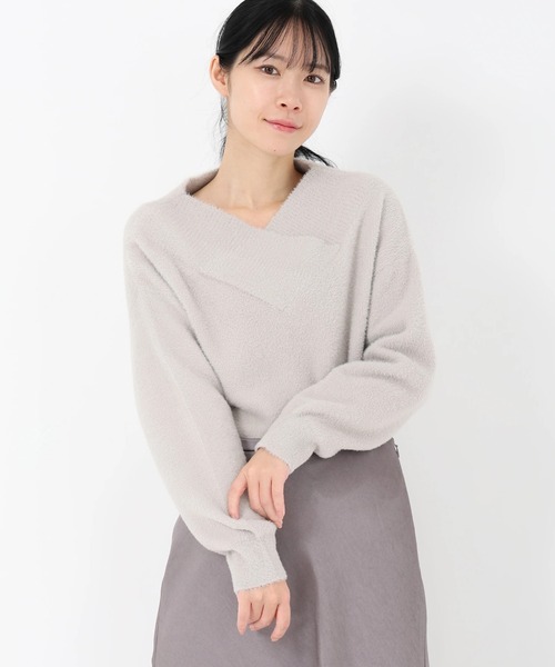 STRAWBERRY-FIELDS(ストロベリーフィールズ)の「ミニシャギー_前後2WAYシャギーニット(ニット/セーター・レディース・グレー/キナリ/モカ・2)」の2枚目の写真