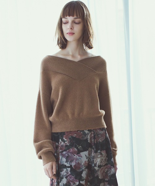 STRAWBERRY-FIELDS(ストロベリーフィールズ)の「ミニシャギー_前後2WAYシャギーニット(ニット/セーター・レディース・グレー/キナリ/モカ・2)」の3枚目の写真