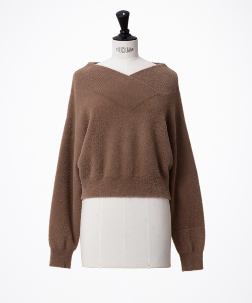 STRAWBERRY-FIELDS(ストロベリーフィールズ)の「ミニシャギー_前後2WAYシャギーニット(ニット/セーター・レディース・グレー/キナリ/モカ・2)」の5枚目の写真