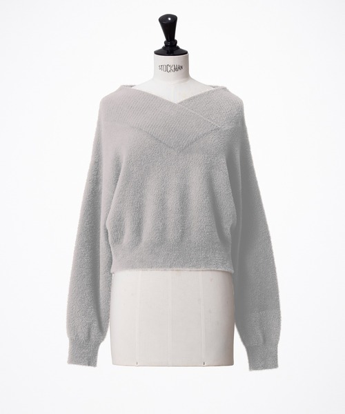 STRAWBERRY-FIELDS(ストロベリーフィールズ)の「ミニシャギー_前後2WAYシャギーニット(ニット/セーター・レディース・グレー/キナリ/モカ・2)」の15枚目の写真