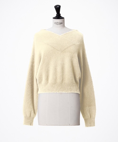 STRAWBERRY-FIELDS(ストロベリーフィールズ)の「ミニシャギー_前後2WAYシャギーニット(ニット/セーター・レディース・グレー/キナリ/モカ・2)」の16枚目の写真