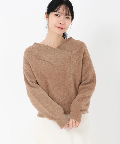 STRAWBERRY-FIELDS(ストロベリーフィールズ)の「ミニシャギー_前後2WAYシャギーニット(ニット/セーター・レディース・グレー/キナリ/モカ・2)」の6枚目の写真