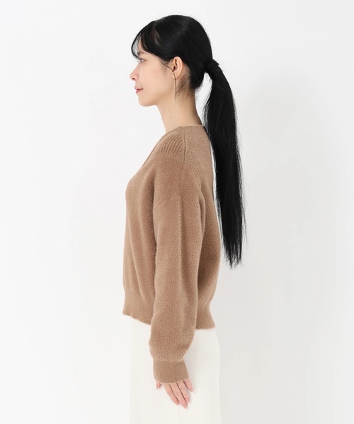 STRAWBERRY-FIELDS(ストロベリーフィールズ)の「ミニシャギー_前後2WAYシャギーニット(ニット/セーター・レディース・グレー/キナリ/モカ・2)」の7枚目の写真