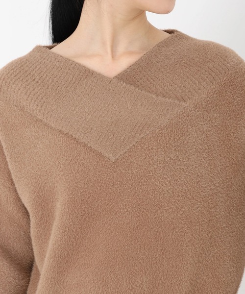 STRAWBERRY-FIELDS(ストロベリーフィールズ)の「ミニシャギー_前後2WAYシャギーニット(ニット/セーター・レディース・グレー/キナリ/モカ・2)」の9枚目の写真