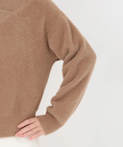 STRAWBERRY-FIELDS(ストロベリーフィールズ)の「ミニシャギー_前後2WAYシャギーニット(ニット/セーター・レディース・グレー/キナリ/モカ・2)」の11枚目の写真