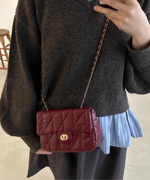 apres jour clair(アプレジュールクレア)の「【apres jour clair】キルティングショルダーバッグ(ショルダーバッグ・レディース・レッド/ブラック/ブラウン系その他・FREE)」の3枚目の写真