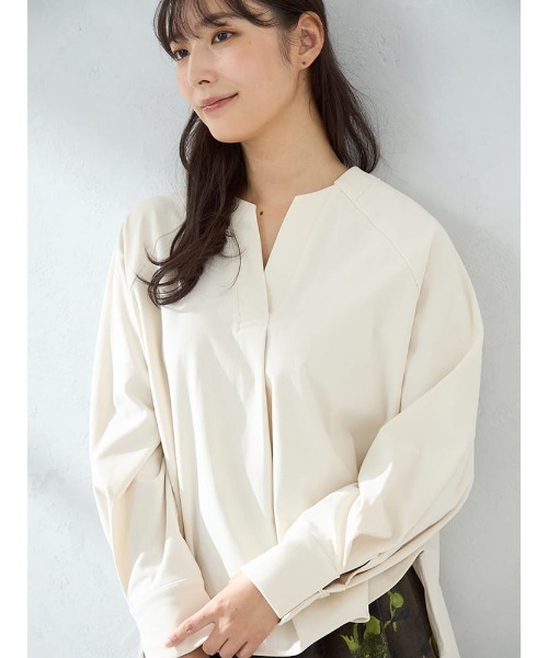 HARUYAMA(ハルヤマ)の「【WEB限定】起毛合わせネックブラウス FURRY(シャツ/ブラウス・レディース・カーキ/ブラック/ブルー/オフホワイト・F)」の5枚目の写真