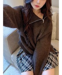 MERCURYDUO | アシメZIPオーバーニット(ニット/セーター)