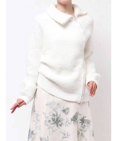 MERCURYDUO(マーキュリーデュオ)の「アシメZIPオーバーニット(ニット/セーター・レディース・ブラウン/ピンク/オフホワイト・FREE)」の2枚目の写真