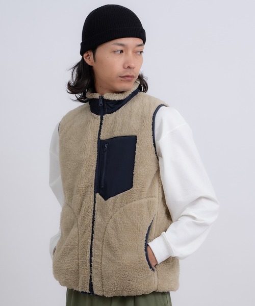 improves（インプローブス）の「スタンドカラー 防風 ボアベスト（ベスト・メンズ・ネイビー/カーキ・XX-LARGE/X-LARGE/LARGE/MEDIUM）」の3枚目の写真